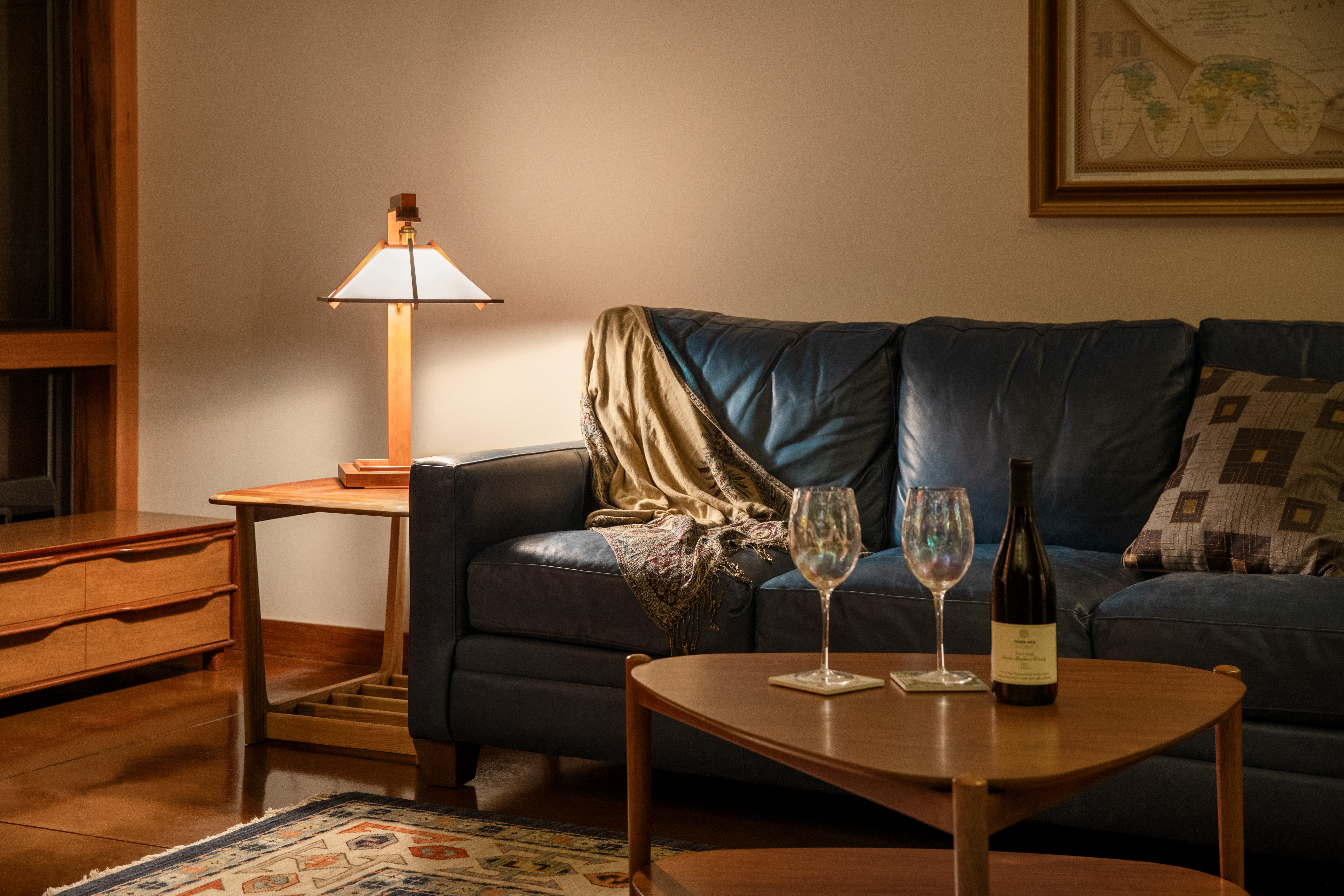 Taliesin 1 Table Lamp pictured in a North Carolina home based on Frank Lloyd Wright's Bachman-Wilson House