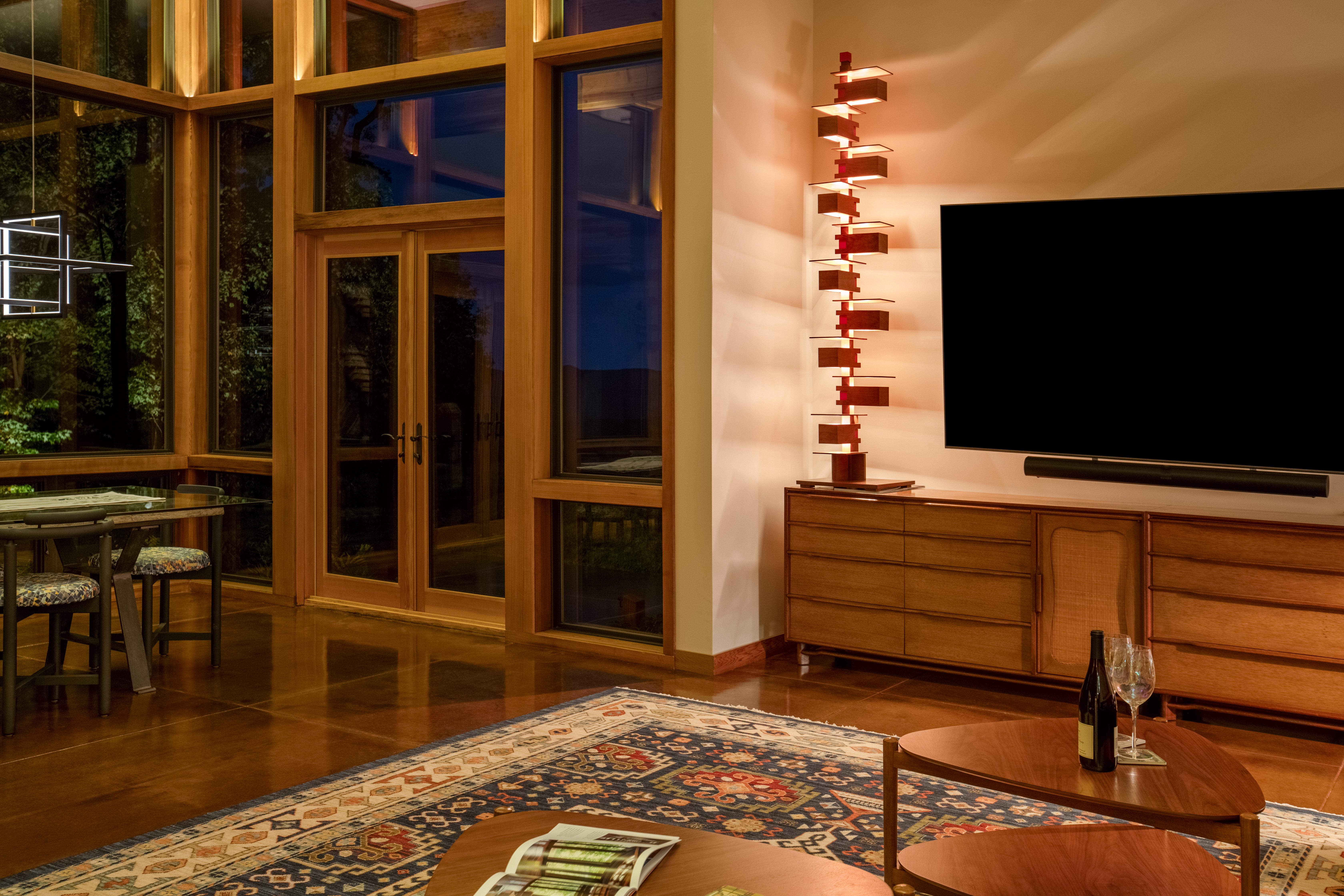 Taliesin 2 Floor Lamp pictured in a North Carolina home based on Frank Lloyd Wright's Bachman-Wilson House