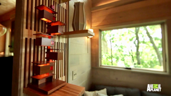 Frank Lloyd Wright inspired tree house showing the Taliesin 3 table lamp