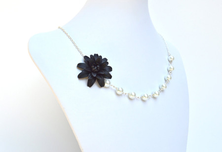 Leah Asymmetrical Necklace in Black Dahlia. FREE EARRINGS