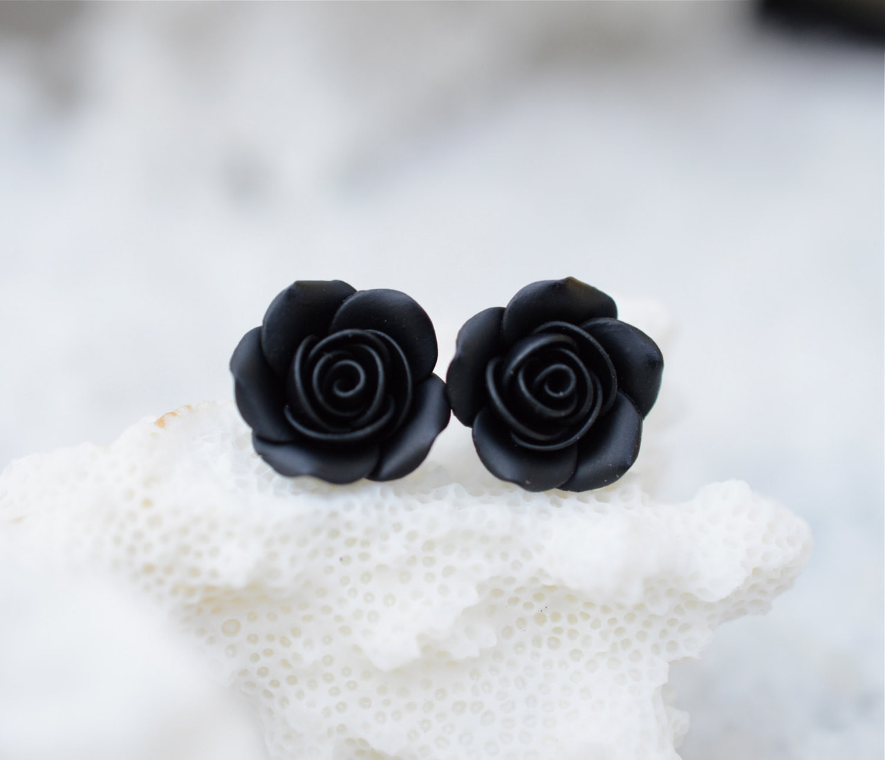 Black Rose Stud Earring.