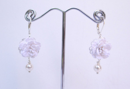 Richelle Statement Earrings in White Cherry Blossom/Sakura