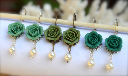 Tamara Stetement Earrings in Turquoise, Sage, Peacock Green Rose