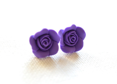 Amethyst Rose Stud Earrings
