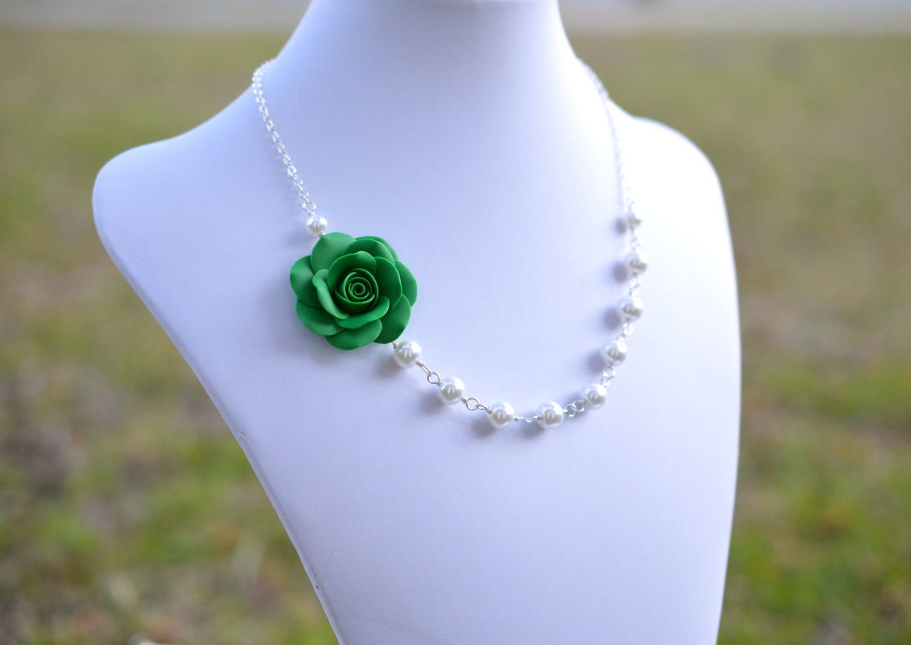 Emerald Green Rose. FREE EARRINGS
