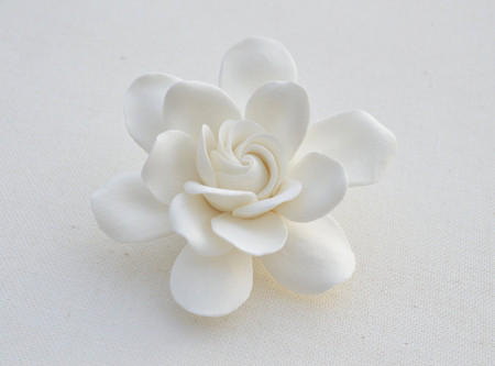Gardenia Hair Clip in White. LARGE