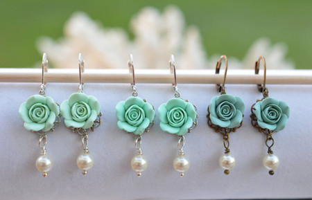 Tamara Statement Earrings in Mint Green