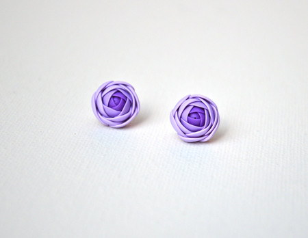 Purple Ranunculus Stud Earrings