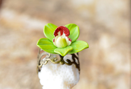 Green Cymbidium Orchid Ring