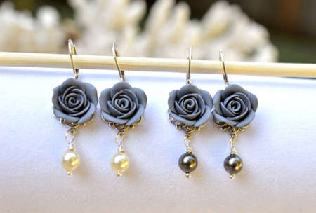 Tamara Statement Earrings in Grey Rose