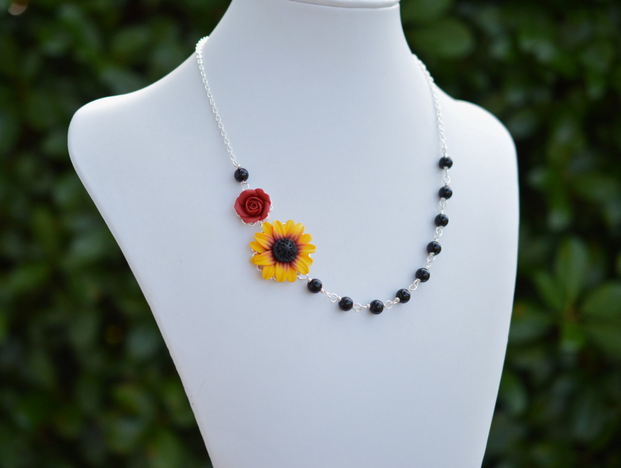 rose and sunflower necklace