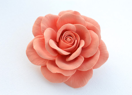 Caroline Hair Clip in Coral Rose. LARGE 