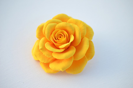 Caroline Hair Clip in Golden or Light Yellow Rose. LARGE 