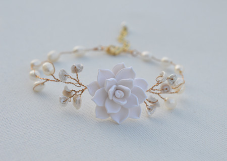Kelly Vine Bracelet in White Succulent