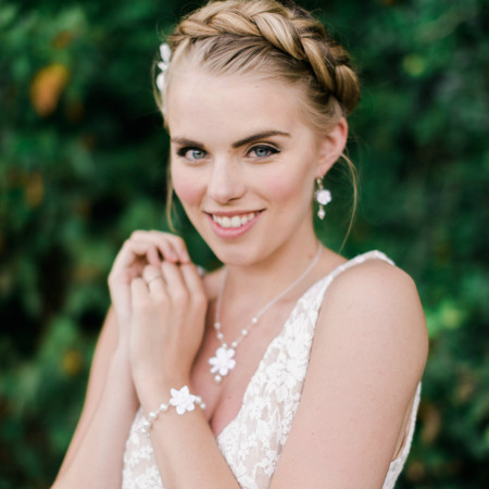 Jenna White Gardenia Bridal Jewelry Sets. Set of 3