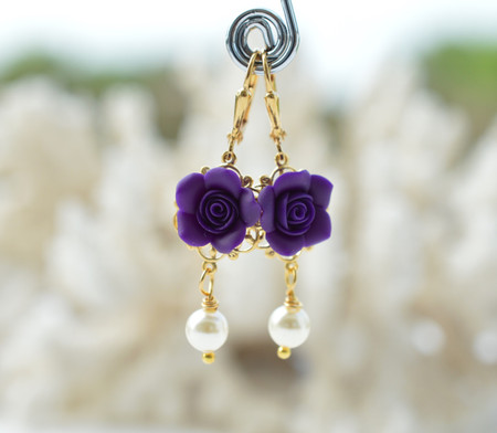 Tamara Statement Earrings in Deep Purple Rose