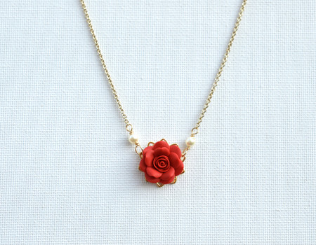Bradley Delicate Drop Necklace in Succulent Red