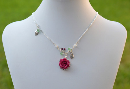 LIMITED EDITION. Drop Necklace in Magenta Pink  Rose