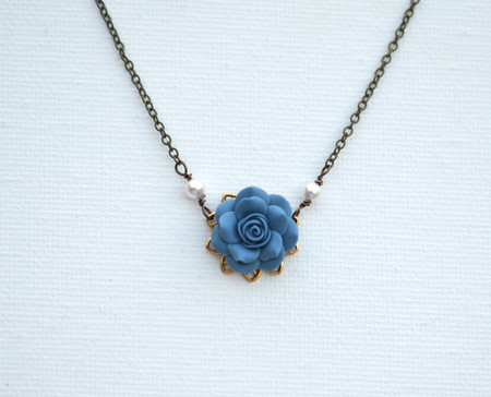  Bradley Delicate Drop Necklace in Dusty Blue Rose