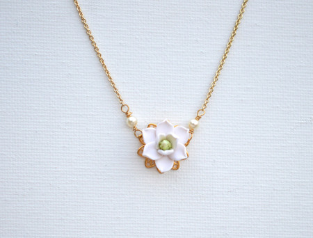 Bradley Delicate Drop Necklace in White Magnolia 