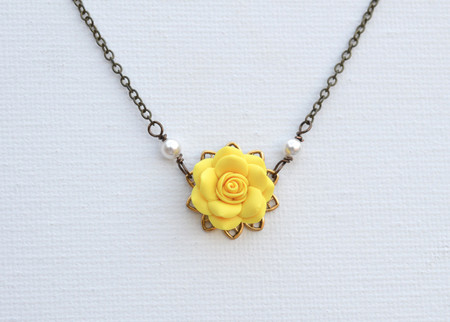 Bradley Delicate Drop Necklace in Sunshine Yellow Rose