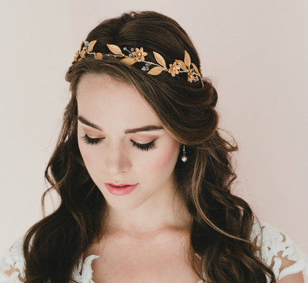 Aisya Star Flowers and Leaves in Gold Hair Vines
