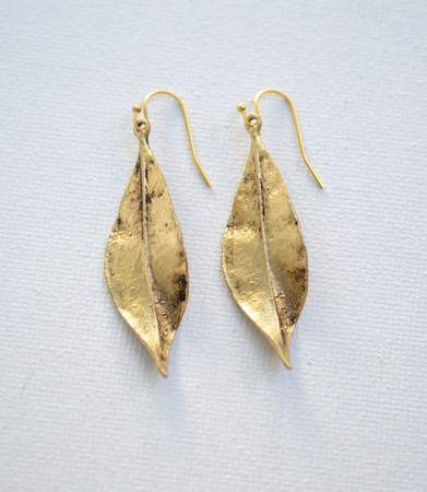 Ready To Ship. Large Gold Leaf Earrings