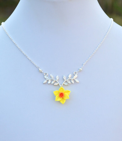 ATHENA Branch Drop Necklace in Yellow and Orange Daffodil