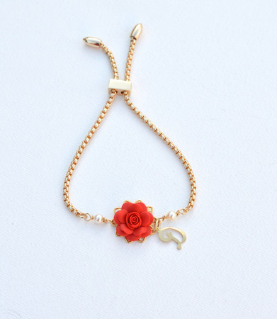 DARLENE Adjustable  Bracelet in Succulent Red Rose