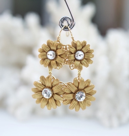 Zahira Statement Earrings in Gold Sunflower