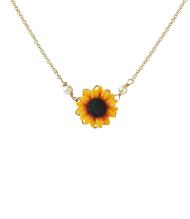 Bradley Drop Necklace in Red Yellow Sunflower.