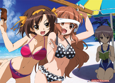 The Melancholy Of Haruhi Suzumiya 2 Beach Bikini Trio Wall Scroll