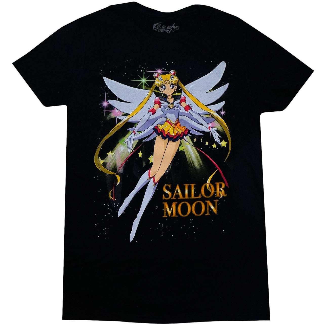 Sailor Moon Stars: Eternal Sailor Moon Men's Black T-Shirt - Circle Red