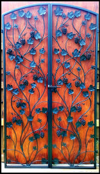 Artistic Grapevine Iron Wine Cellar Double Door - 48 to 60 inches wide and 80 to 96 inches tall