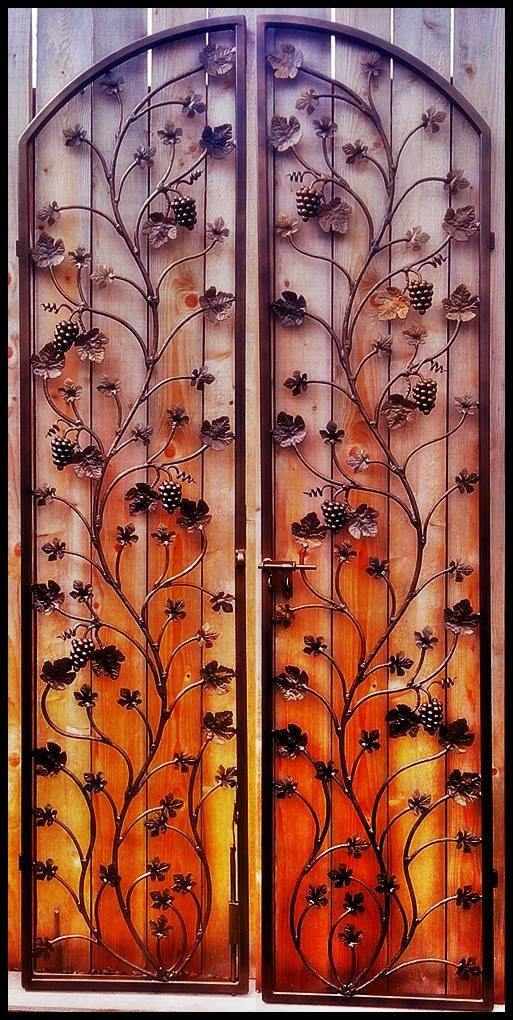 Artistic Double Grapevine & Leaf Iron Wine Cellar Door 48 or 60