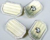 Men's Double Sided Diamond Art Deco cuff links