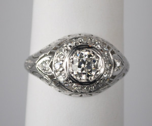 Sold 50 Carat Platinum and Diamond Edwardian Engagement Ring