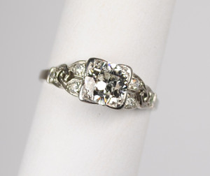 On Sale Art Deco Platinum and Diamond Ring .79 carats