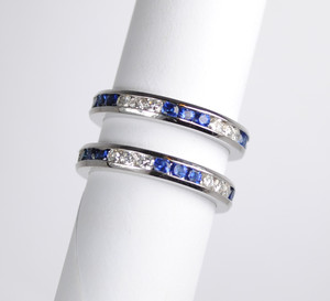 18kt White Gold Diamond & Sapphire Eternity Band