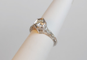 Simply Elegant Art Deco Style Engagement Ring 