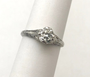Art Deco .70 Carat Diamond Engagement Platinum Ring