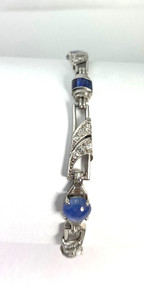 Art Deco Star Sapphire, Diamond and Platinum Bracelet