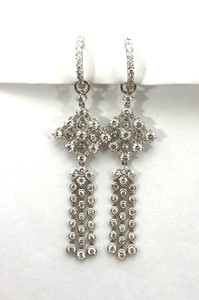 4.60ctw. 18 Karat White Gold Convertible Huggie Hoop Chandelier Drop Earrings