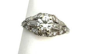 Art Deco Platinum & Diamond Engagement Ring 1.33ctw.