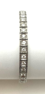 Art Deco Platinum and Diamond Line Bracelet 4.20ctw
