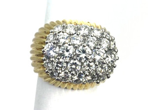 Modern 18kt Yellow Gold/Platinum 3.30ctw. Diamond Cluster Ring