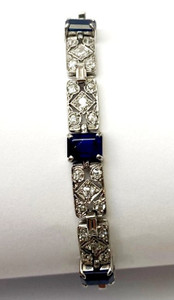 Art Deco 2.50tcw Sapphire and Diamond 4.50tcw Platinum Bracelet