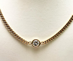 Estate 14k Yellow Gold Diamond Chocker  Necklace 1.0ctw