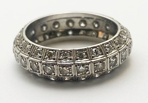 Art Deco Platinum and Diamond Wedding Band