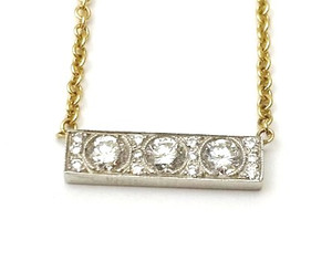 Estate Platinum & 18kt  .70ctw. Diamond Bar Necklace